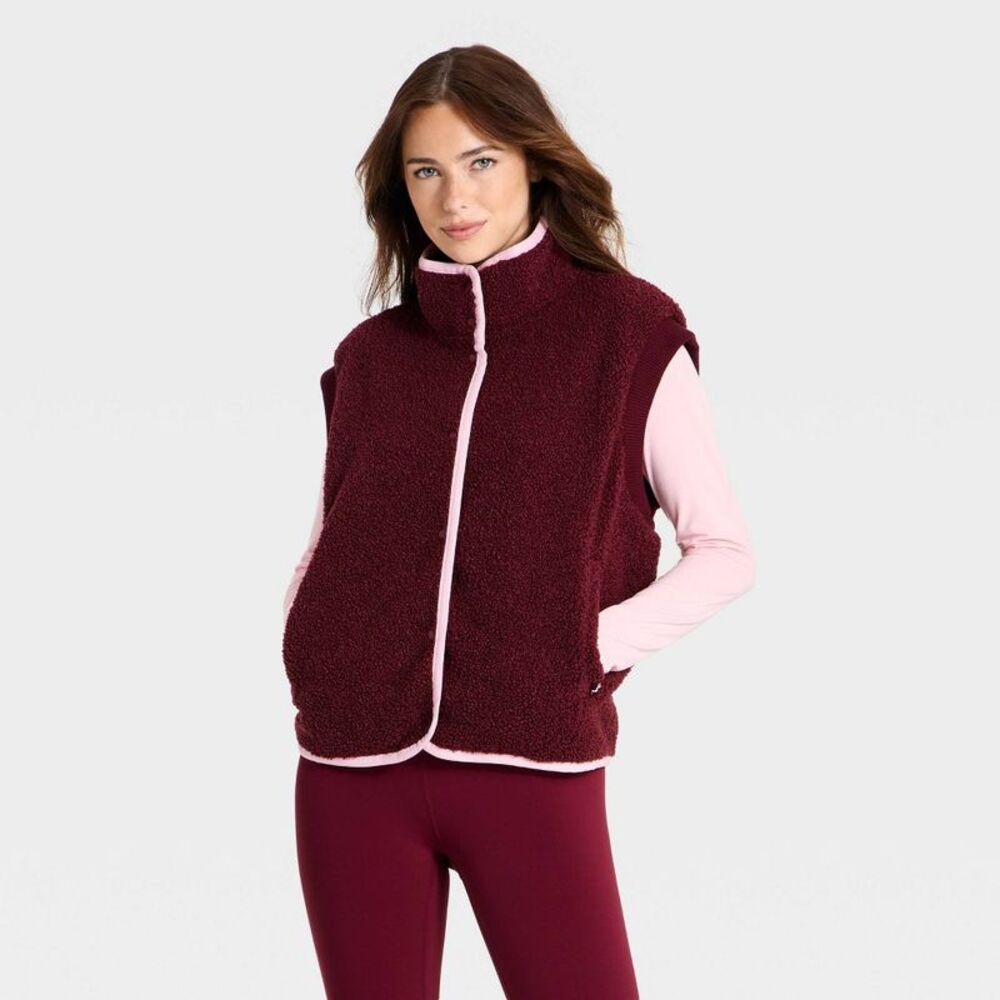 Women's High Pile Vest - JoyLab Maroon M